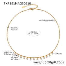 316L Stainless Steel 18K Gold PVD Delicate Triangle Tassel Micro Diamond Jewelry Set - Delicate, Triangle, Tassel, Micro Diamond, Minimalist Wholesale Stainless Steel Jewelry - Sensitive Skin Friendly - Detail 7