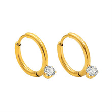 316L Stainless Steel 18K Gold PVD Delicate Zircon Inlaid Hoop Earrings - Minimalist Zircon Hoop Earrings Wholesale Stainless Steel Jewelry - Sensitive Skin Friendly - Detail 5