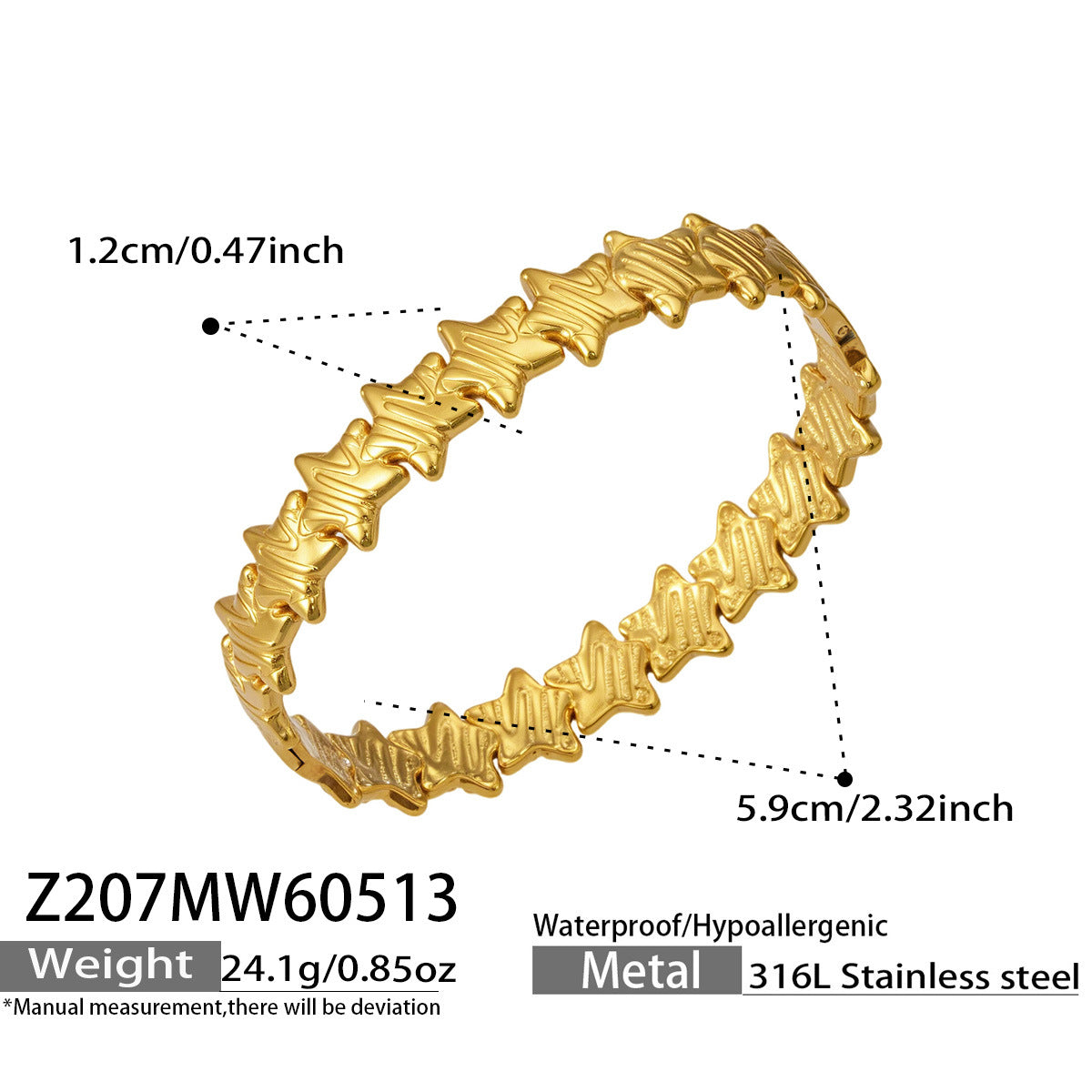 316L Stainless Steel 18K Gold PVD Detachable Luxury Vintage Open Stackable Multi-color Bangle - Vintage Open Band Multi-color Stackable Luxury Wholesale Stainless Steel Jewelry - Sensitive Skin Friendly - Detail 12