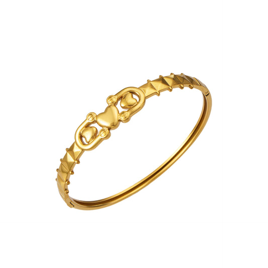 Detachable vintage stackable bangle in 316L stainless steel 18K PVD gold, solid gold alternative wholesale jewelry
