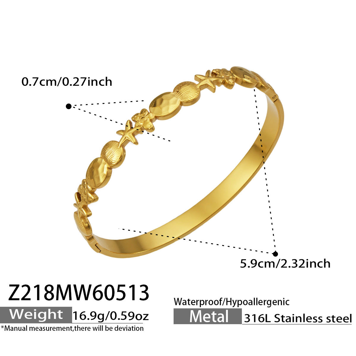 316L Stainless Steel 18K Gold PVD Detachable Luxury Vintage Open Stackable Multi-color Bangle - Vintage Open Band Multi-color Stackable Luxury Wholesale Stainless Steel Jewelry - Sensitive Skin Friendly - Detail 16