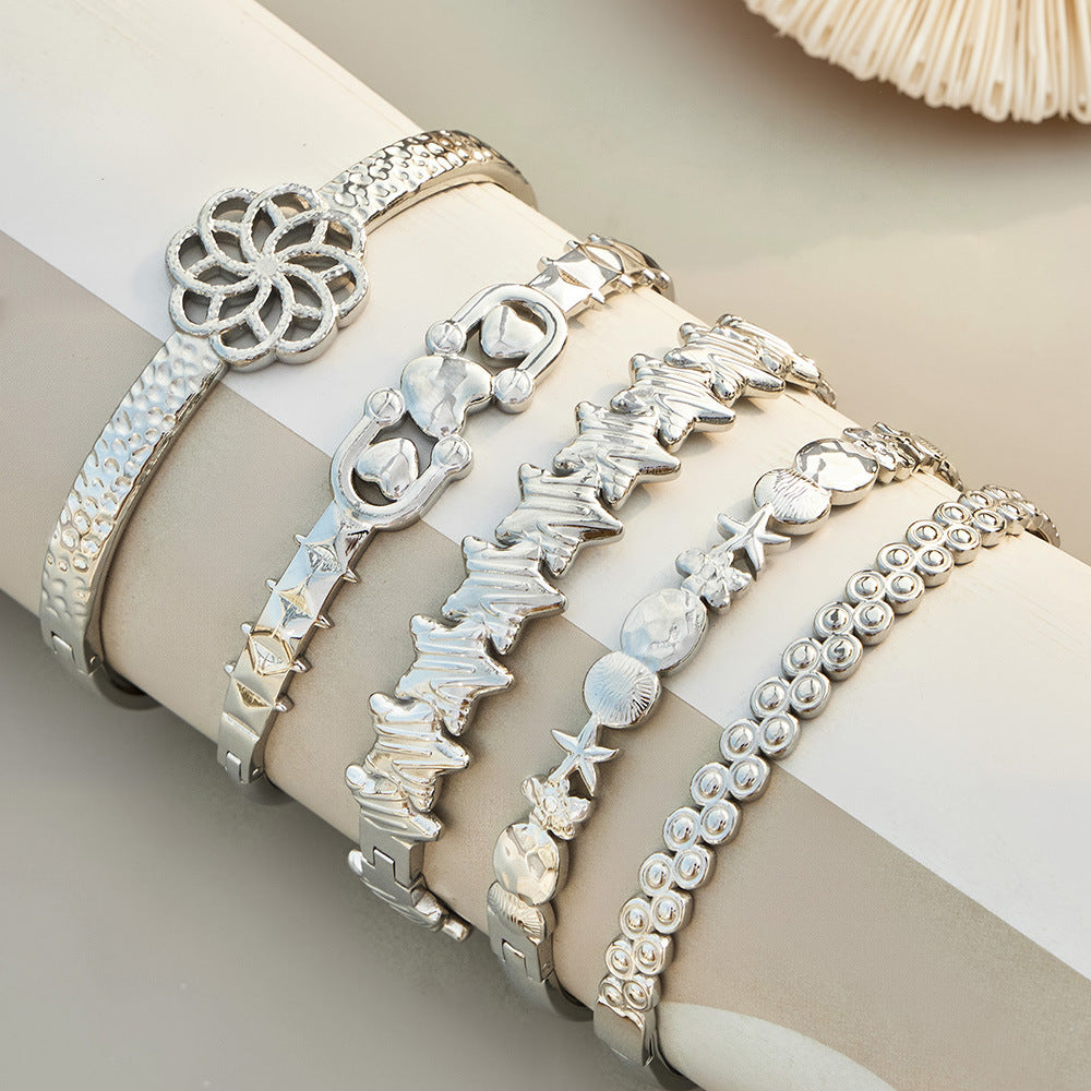 316L Stainless Steel 18K Gold PVD Detachable Luxury Vintage Open Stackable Multi-color Bangle - Vintage Open Band Multi-color Stackable Luxury Wholesale Stainless Steel Jewelry - Sensitive Skin Friendly - Detail 20
