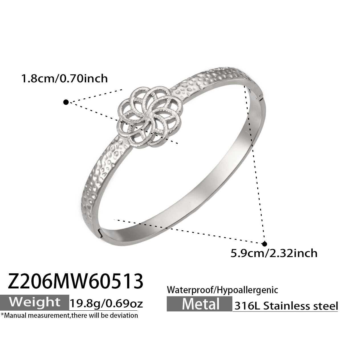 316L Stainless Steel 18K Gold PVD Detachable Luxury Vintage Open Stackable Multi-color Bangle - Vintage Open Band Multi-color Stackable Luxury Wholesale Stainless Steel Jewelry - Sensitive Skin Friendly - Detail 4