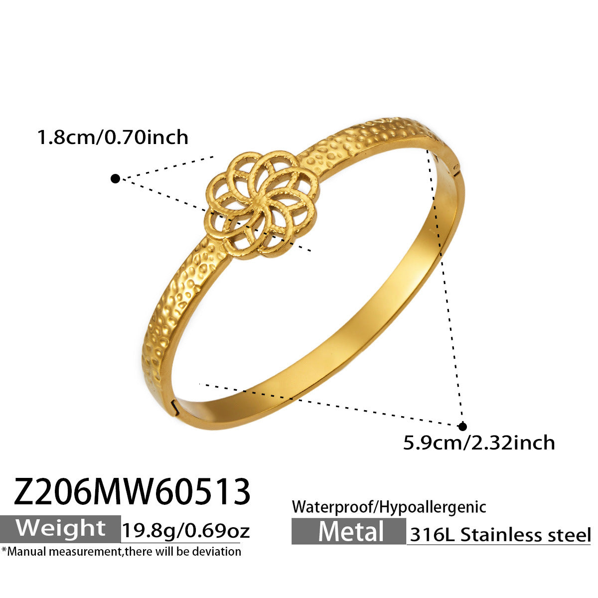 316L Stainless Steel 18K Gold PVD Detachable Luxury Vintage Open Stackable Multi-color Bangle - Vintage Open Band Multi-color Stackable Luxury Wholesale Stainless Steel Jewelry - Sensitive Skin Friendly - Detail 5