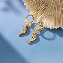 316L Stainless Steel 18K Gold PVD Dolphin Zircon Pave Earrings - Dolphin, Zircon Pave, Elegant, Coastal Wholesale Stainless Steel Jewelry - Sensitive Skin Friendly - Detail 15