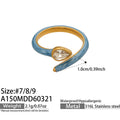 Gold Blue drip oil  Ring (A150) / Size 8