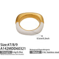 Gold White drip oil Ring (A142) / Size 7