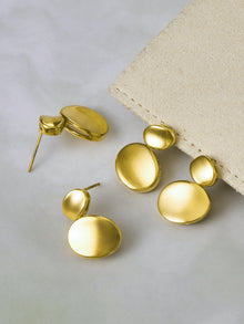 316L Stainless Steel 18K Gold PVD Double Circle Minimalist Earrings - Minimalist Double Circle Earrings Wholesale Stainless Steel Jewelry - Sensitive Skin Friendly - Detail 1