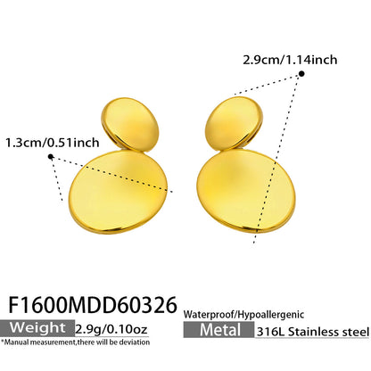 316L Stainless Steel 18K Gold PVD Double Circle Minimalist Earrings - Minimalist Double Circle Earrings Wholesale Stainless Steel Jewelry - Sensitive Skin Friendly - Detail 3