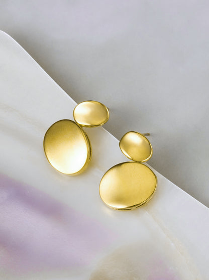 316L Stainless Steel 18K Gold PVD Double Circle Minimalist Earrings - Minimalist Double Circle Earrings Wholesale Stainless Steel Jewelry - Sensitive Skin Friendly - Detail 4