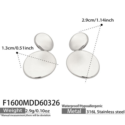 316L Stainless Steel 18K Gold PVD Double Circle Minimalist Earrings - Minimalist Double Circle Earrings Wholesale Stainless Steel Jewelry - Sensitive Skin Friendly - Detail 5