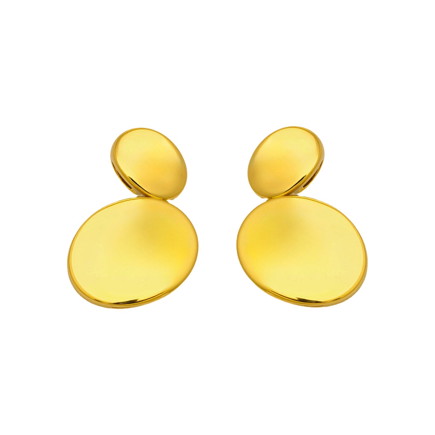 316L Stainless Steel 18K Gold PVD Double Circle Minimalist Earrings - Minimalist Double Circle Earrings Wholesale Stainless Steel Jewelry - Sensitive Skin Friendly - Detail 6