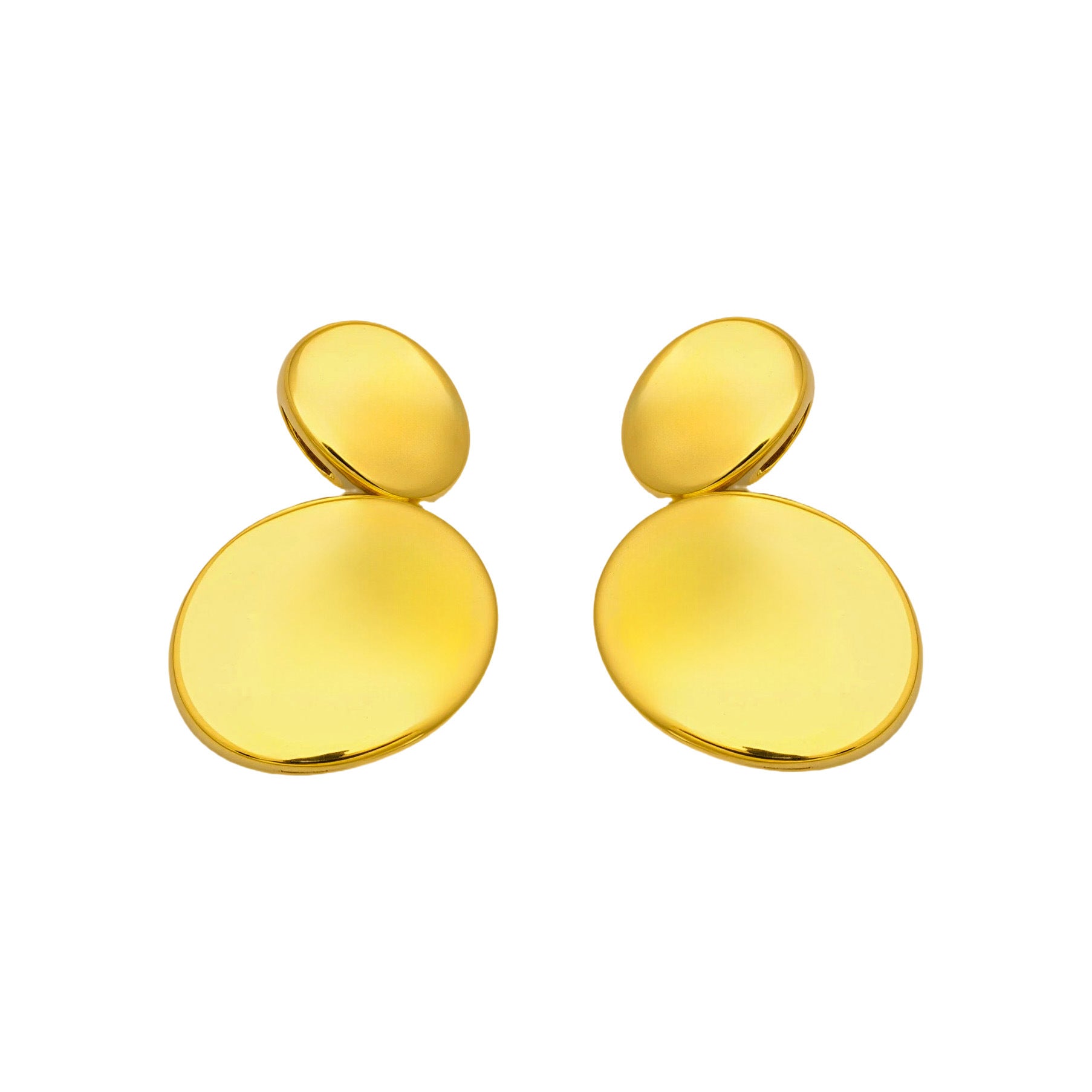 316L Stainless Steel 18K Gold PVD Double Circle Minimalist Earrings - Minimalist Double Circle Earrings Wholesale Stainless Steel Jewelry - Sensitive Skin Friendly - Detail 6