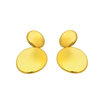 316L Stainless Steel 18K Gold PVD Double Circle Minimalist Earrings - Minimalist Double Circle Earrings Wholesale Stainless Steel Jewelry - Sensitive Skin Friendly - Detail 6