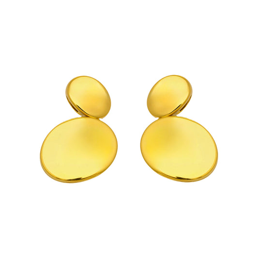 316L Stainless Steel 18K Gold PVD Double Circle Minimalist Earrings - Minimalist Double Circle Earrings Wholesale Stainless Steel Jewelry - Sensitive Skin Friendly - Detail 6
