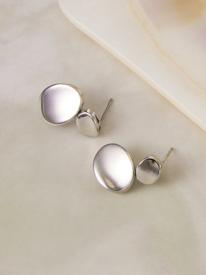 316L Stainless Steel 18K Gold PVD Double Circle Minimalist Earrings - Minimalist Double Circle Earrings Wholesale Stainless Steel Jewelry - Sensitive Skin Friendly - Detail 7