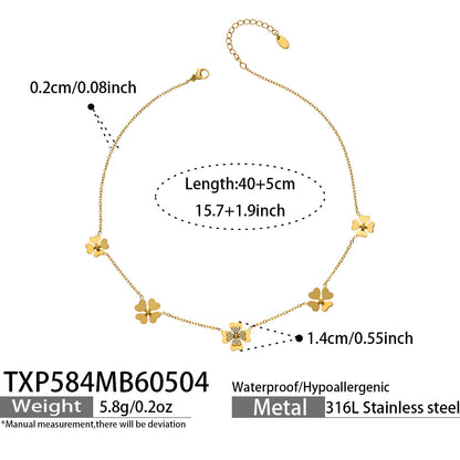 316L Stainless Steel 18K Gold PVD Double Heart Zircon Flower Jewelry Set - Double Heart Zircon Flower Chic Gold Jewelry Set Wholesale Stainless Steel Jewelry - Sensitive Skin Friendly - Detail 19