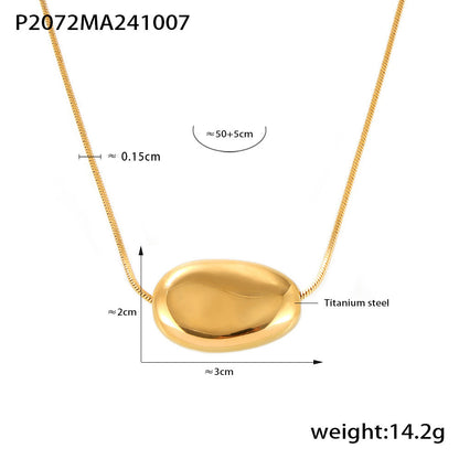 316L Stainless Steel 18K Gold PVD Double Layer Lucky Bean Necklace - Double Layer Gold Lucky Bean Necklace Wholesale Stainless Steel Jewelry - Sensitive Skin Friendly - Detail 1