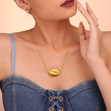 316L Stainless Steel 18K Gold PVD Double Layer Lucky Bean Necklace - Double Layer Gold Lucky Bean Necklace Wholesale Stainless Steel Jewelry - Sensitive Skin Friendly - Detail 3