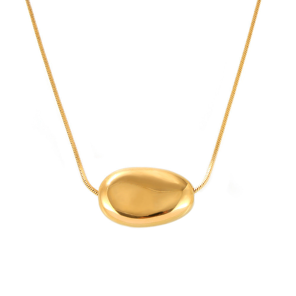 316L Stainless Steel 18K Gold PVD Double Layer Lucky Bean Necklace - Double Layer Gold Lucky Bean Necklace Wholesale Stainless Steel Jewelry - Sensitive Skin Friendly - Detail 5