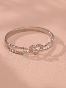 316L Stainless Steel 18K Gold PVD Double-Line Heart Beaded Clasp Bangle - Double-Line Heart Beaded Bangle Wholesale Stainless Steel Jewelry - Sensitive Skin Friendly - Detail 5