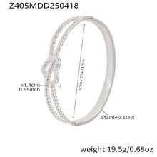 316L Stainless Steel 18K Gold PVD Double-Line Heart Beaded Clasp Bangle - Double-Line Heart Beaded Bangle Wholesale Stainless Steel Jewelry - Sensitive Skin Friendly - Detail 9