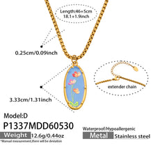 316L Stainless Steel 18K Gold PVD Droplet Flower Pattern Pendant Necklace - Droplet Flower Pattern Pendant Gold Necklace Wholesale Stainless Steel Jewelry - Sensitive Skin Friendly - Detail 8