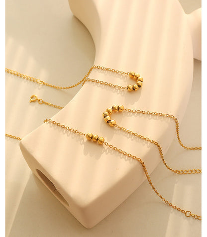 316L Stainless Steel 18K Gold PVD Elegant Beaded Anklet - Elegant Beaded Gold Versatile Anklet Wholesale Stainless Steel Jewelry - Sensitive Skin Friendly - Detail 1
