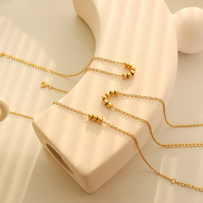 316L Stainless Steel 18K Gold PVD Elegant Beaded Anklet - Elegant Beaded Gold Versatile Anklet Wholesale Stainless Steel Jewelry - Sensitive Skin Friendly - Detail 3