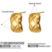 316L Stainless Steel 18K Gold PVD Elegant Diamond Pattern Earrings - Elegant Diamond Pattern, Gold Plating Wholesale Stainless Steel Jewelry - Sensitive Skin Friendly - Detail 13
