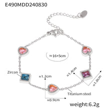 316L Stainless Steel 18K Gold PVD Elegant Heart Square Zircon Bracelet - Gold Heart, Square Zircon, Elegant, Modern Wholesale Stainless Steel Jewelry - Sensitive Skin Friendly - Detail 8