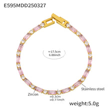 316L Stainless Steel 18K Gold PVD Multi-Color Zircon Bracelet