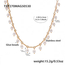 316L Stainless Steel 18K Gold PVD Elegant Shell Pearl Tassel Necklace & Bracelet Set - Shell Pearl, Tassel, Elegant, Heart, Round Wholesale Stainless Steel Jewelry - Sensitive Skin Friendly - Detail 8