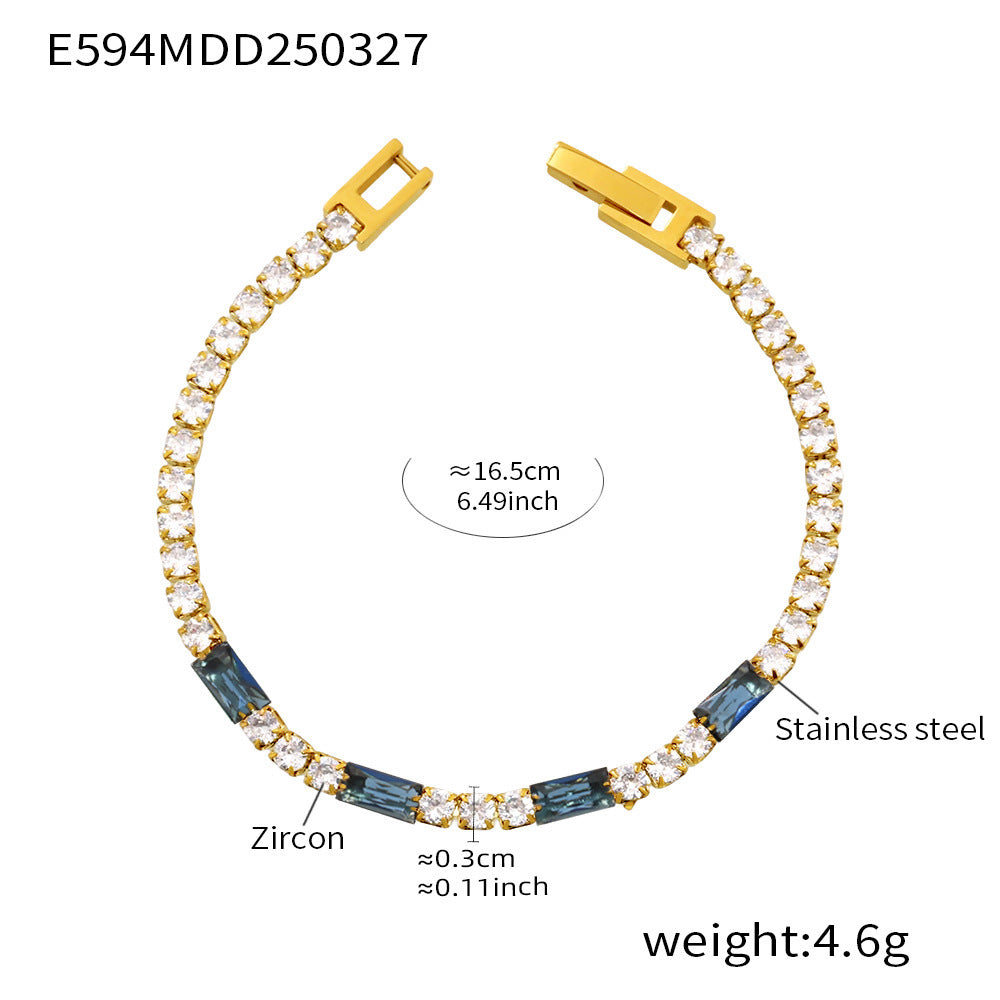 316L Stainless Steel 18K Gold PVD Elegant Square Zircon Bracelet