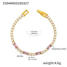 316L Stainless Steel 18K Gold PVD Elegant Square Zircon Bracelet