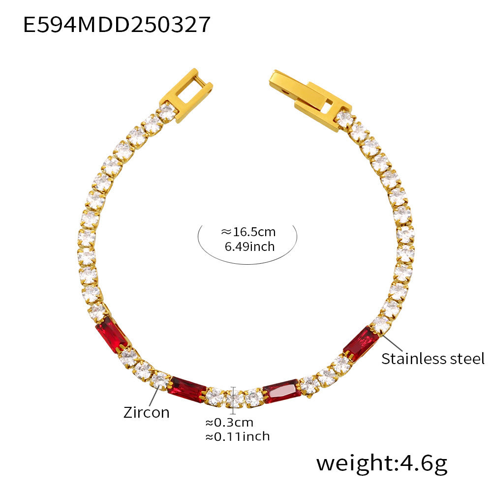 316L Stainless Steel 18K Gold PVD Elegant Square Zircon Bracelet