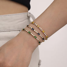 316L Stainless Steel 18K Gold PVD Elegant Square Zircon Bracelet - Square Zircon, Multi-Color, Elegant, Inlaid Wholesale Stainless Steel Jewelry - Sensitive Skin Friendly - Detail 17