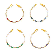 316L Stainless Steel 18K Gold PVD Elegant Square Zircon Bracelet - Square Zircon, Multi-Color, Elegant, Inlaid Wholesale Stainless Steel Jewelry - Sensitive Skin Friendly - Detail 20