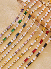 316L Stainless Steel 18K Gold PVD Elegant Square Zircon Bracelet - Square Zircon, Multi-Color, Elegant, Inlaid Wholesale Stainless Steel Jewelry - Sensitive Skin Friendly - Detail 24
