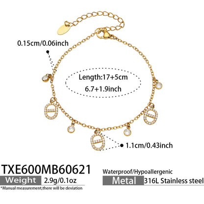 316L Stainless Steel 18K Gold PVD Embedded Zircon Necklace Set - Vintage Gold Band Embedded Zircon Wholesale Stainless Steel Jewelry - Sensitive Skin Friendly - Detail 6