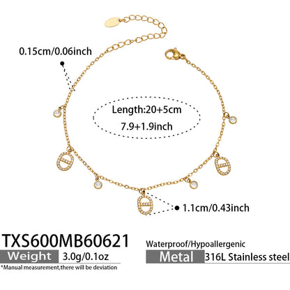 316L Stainless Steel 18K Gold PVD Embedded Zircon Necklace Set - Vintage Gold Band Embedded Zircon Wholesale Stainless Steel Jewelry - Sensitive Skin Friendly - Detail 7
