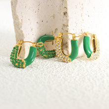316L Stainless Steel 18K Gold PVD Emerald Drop Earrings - Emerald Drop Earrings Vintage Zircon Wholesale Stainless Steel Jewelry - Sensitive Skin Friendly - Detail 1