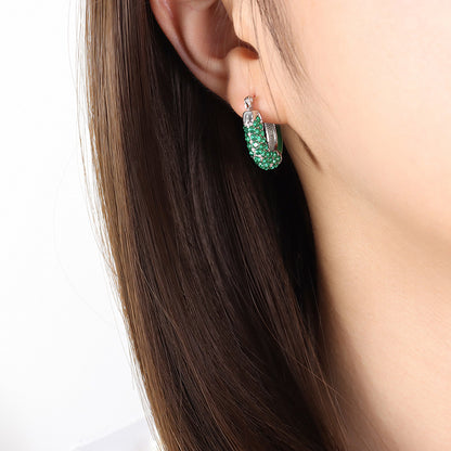 316L Stainless Steel 18K Gold PVD Emerald Drop Earrings - Emerald Drop Earrings Vintage Zircon Wholesale Stainless Steel Jewelry - Sensitive Skin Friendly - Detail 8