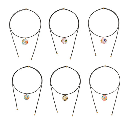 316L Stainless Steel 18K Gold PVD Enamel Flower Adjustable Long Necklace - Enamel Flower, Long Adjustable, Gold, Floral, Modern Wholesale Stainless Steel Jewelry - Sensitive Skin Friendly - Detail 17