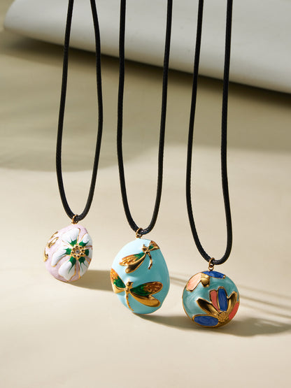 316L Stainless Steel 18K Gold PVD Enamel Flower Adjustable Long Necklace - Enamel Flower, Long Adjustable, Gold, Floral, Modern Wholesale Stainless Steel Jewelry - Sensitive Skin Friendly - Detail 20