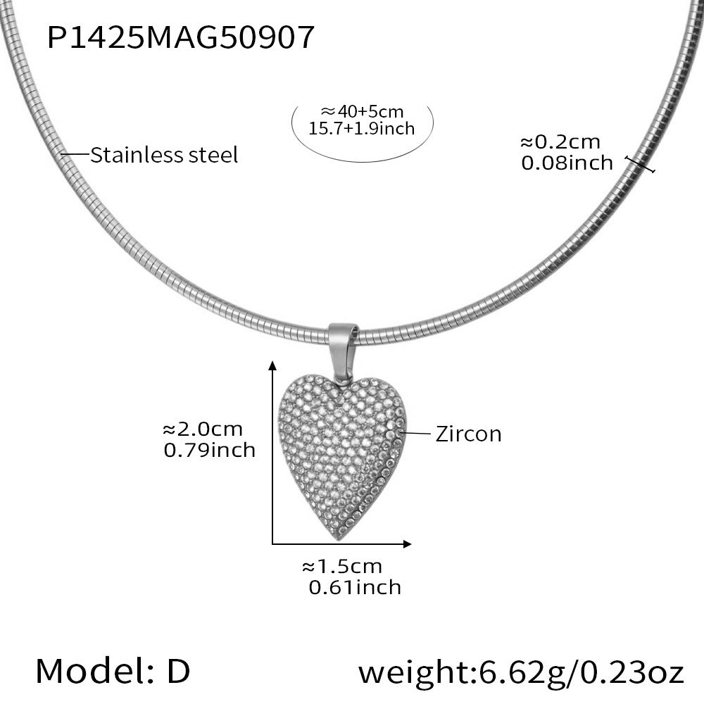316L Stainless Steel 18K Gold PVD Enamel Fruit Zircon Multi Pendant Elastic Necklace - Colorful Enamel Fruit Multi Pendant Zircon Modern Elastic Necklace Wholesale Stainless Steel Jewelry - Sensitive Skin Friendly - Detail 1
