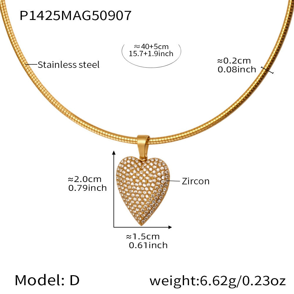 316L Stainless Steel 18K Gold PVD Enamel Fruit Zircon Multi Pendant Elastic Necklace - Colorful Enamel Fruit Multi Pendant Zircon Modern Elastic Necklace Wholesale Stainless Steel Jewelry - Sensitive Skin Friendly - Detail 8