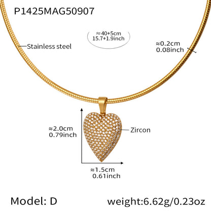 316L Stainless Steel 18K Gold PVD Enamel Fruit Zircon Multi Pendant Elastic Necklace - Colorful Enamel Fruit Multi Pendant Zircon Modern Elastic Necklace Wholesale Stainless Steel Jewelry - Sensitive Skin Friendly - Detail 8