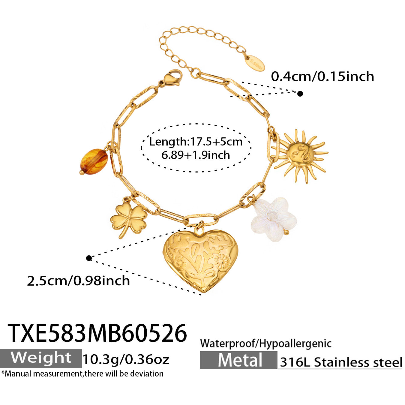 316L Stainless Steel 18K Gold PVD Enamel Heart Necklace - Enamel Heart, Gold Pendant Wholesale Stainless Steel Jewelry - Sensitive Skin Friendly - Detail 16