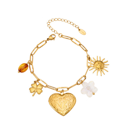316L Stainless Steel 18K Gold PVD Enamel Heart Necklace - Enamel Heart, Gold Pendant Wholesale Stainless Steel Jewelry - Sensitive Skin Friendly - Detail 22